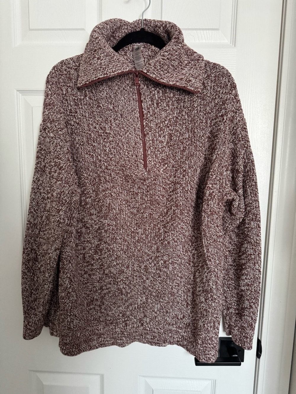 LOFT Marled Brown Half-Zip Turtleneck Sweater